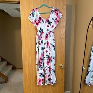 Floral Jumpsuit with Pink and Blue Accents